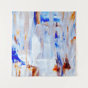 Braune und blaue Flüssigmalerei Wandteppich
