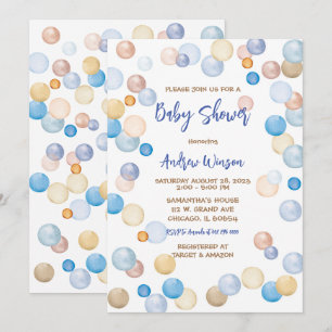 Braune und blaue gepunktete Babyparty  Einladung