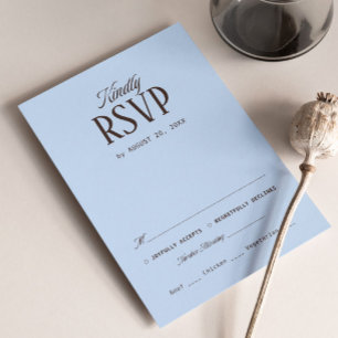 Braune und blaue Hochzeits-RSVP-Karte Begleitkarte