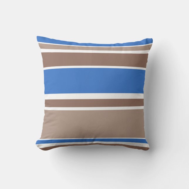 Braune und blaue Streifen Kissen (Vorderseite)