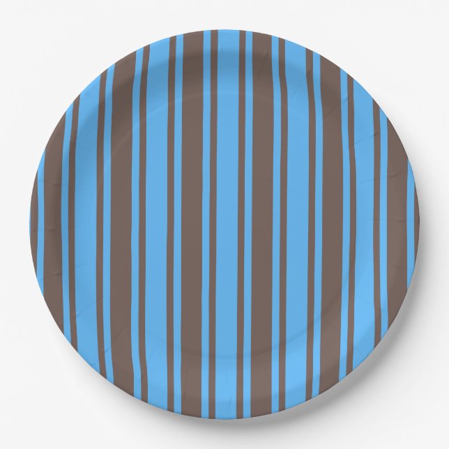 Braune und blaue Süßigkeiten Pappteller (Vorderseite)