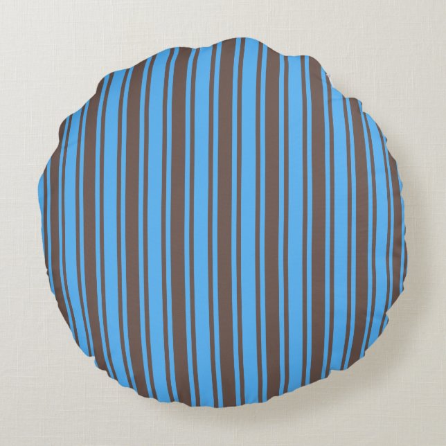 Braune und blaue Süßigkeiten Rundes Kissen (Rückseite)