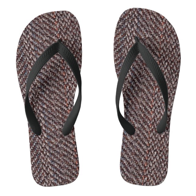 Braune und blaue Tweed Image Adult Flip Flops (Fußbett)