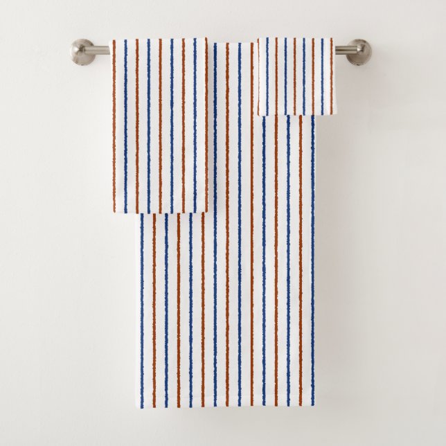 Braune und braune blaue Streifen mit ungefärbten L Badhandtuch Set (Insitu)