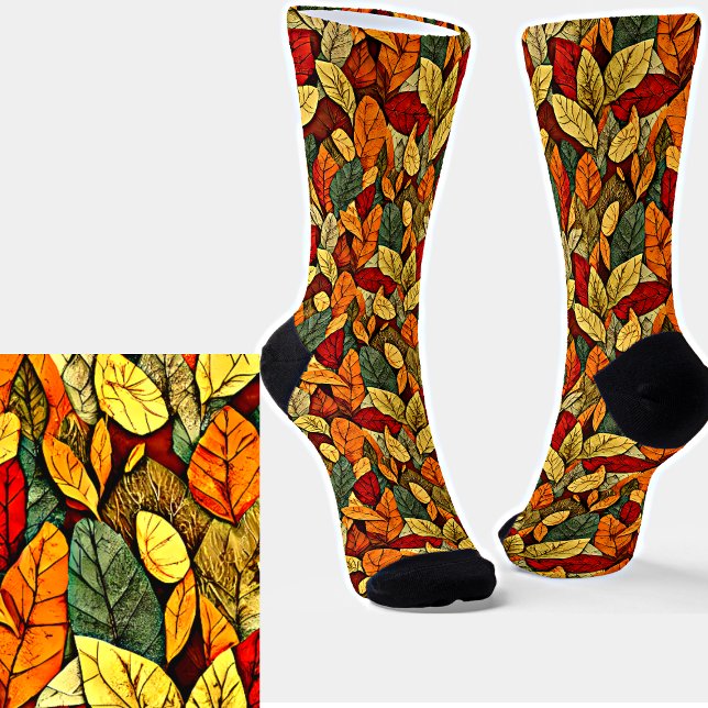Braune und gelbe Herbstblätter Socken (Von Creator hochgeladen)