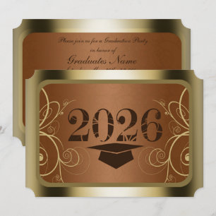 Braune und goldene Abschlussfeier Einladung