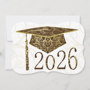 Braune und goldene Blumenmütze 2026 Karte