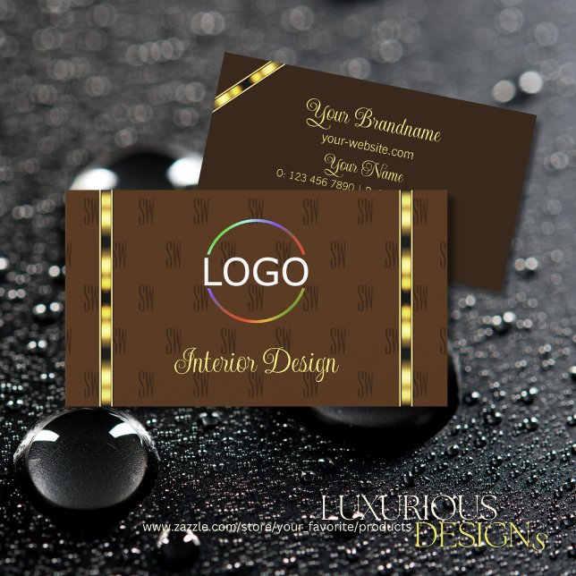 Braune und goldene Dekoration mit Gemusterten Logo Visitenkarte (Von Creator hochgeladen)