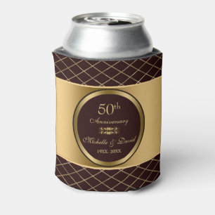 Braune und goldene geometrische Formen - 50 Jahre Dosenkühler