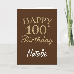 Braune und goldene Glitter 100. Geburtstagskarte Karte