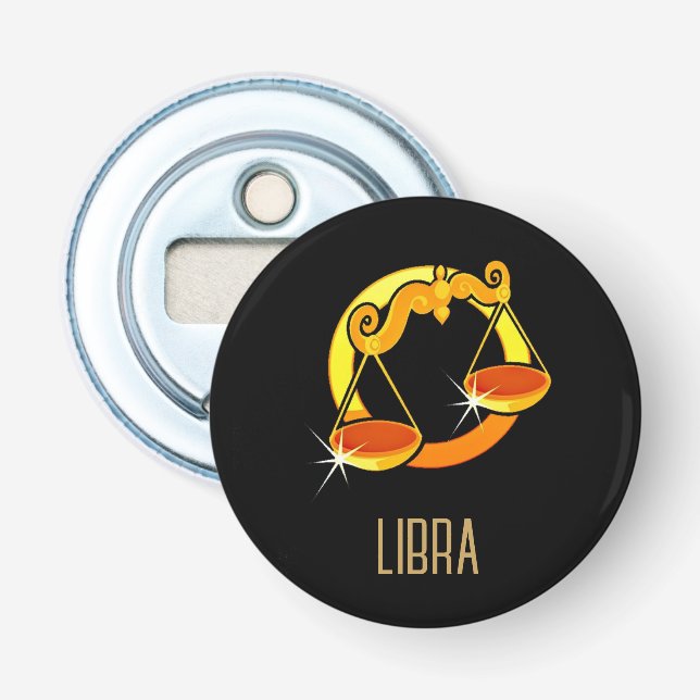 Braune und goldene Libra-Tierzeichen schwarz Flaschenöffner (Vorderseite)