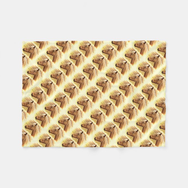 Braune und goldene Reittiere Fleece Blanket (Vorderseite (Horizontal))