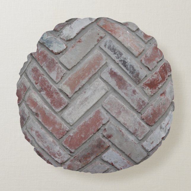 Braune und graue Betonmauer Rundes Kissen (Vorderseite)