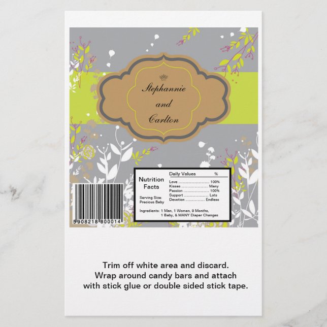 Braune und graue Blumenzwiebeln Große Bonbons Bar  Flyer (Vorne)