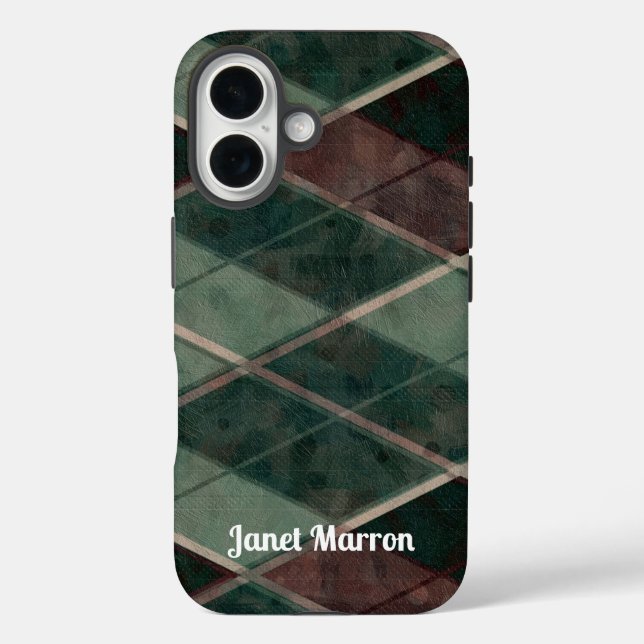 Braune und grüne Diamanten iPhone/iPad-Gehäuse iPhone 16 Hülle (Rückseite)