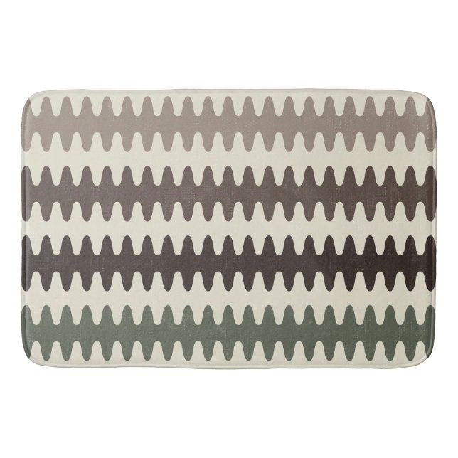 Braune und grüne hintere Wavy Bath Mat Badematte (Vorderseite)