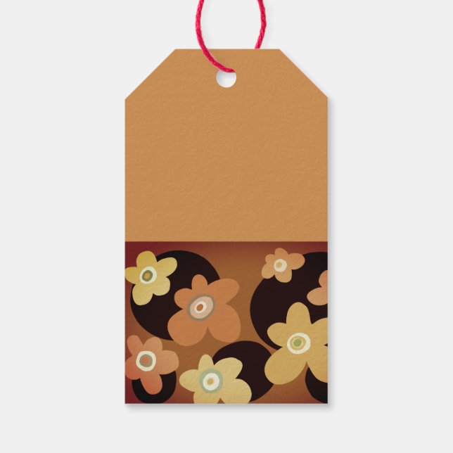Braune und ockerfarbene Blumen Geschenkanhänger (Rückseite)