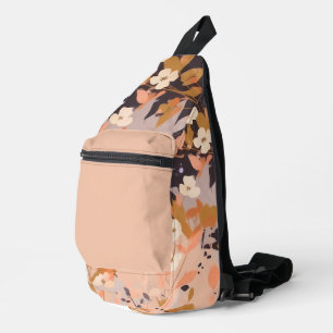Braune und orangefarbene Blumendrucke Crossbody Bag