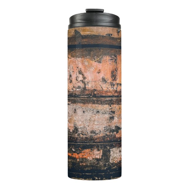 Braune und orangefarbene Tafel Thermosbecher (Vorderseite)