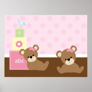 Braune und rosa Bären Kids Wall Decke Poster