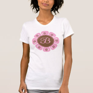 Braune und rosa Monogramm B T-Shirt