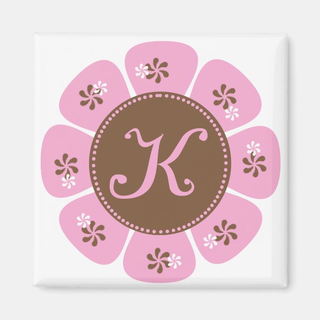 Braune und rosa Monogramm K Magnet (Vorne)
