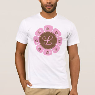 Braune und rosa Monogramm L T-Shirt