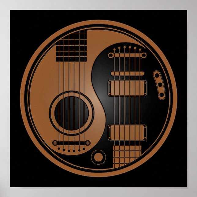Braune und schwarze akustische elektrische Gitarre Poster (Vorne)