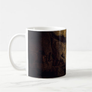 BRAUNE UND SCHWARZE HÖHLENMALEREI KAFFEETASSE