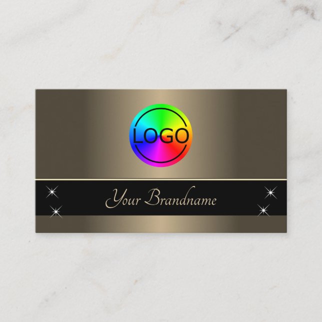 Braune und schwarze Moderne mit Beruflichen Logos Visitenkarte (Vorderseite)