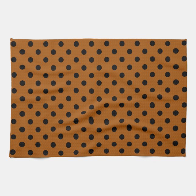 Braune und schwarze Polka-Punkte Geschirrtuch (Horizontal)