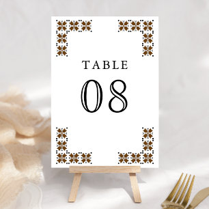 Braune und schwarze ukrainische Stickerei Hochzeit Tischnummer
