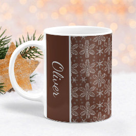 Braune und silberne Schneeflocken Weihnachten Tass Kaffeetasse