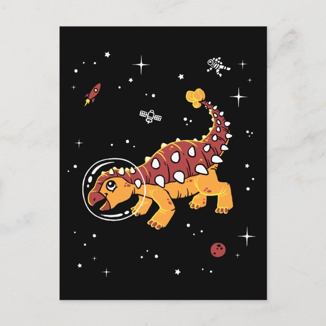 Braune und Tan Ankylosaurus Dinos im Weltraum Postkarte (Vorderseite)