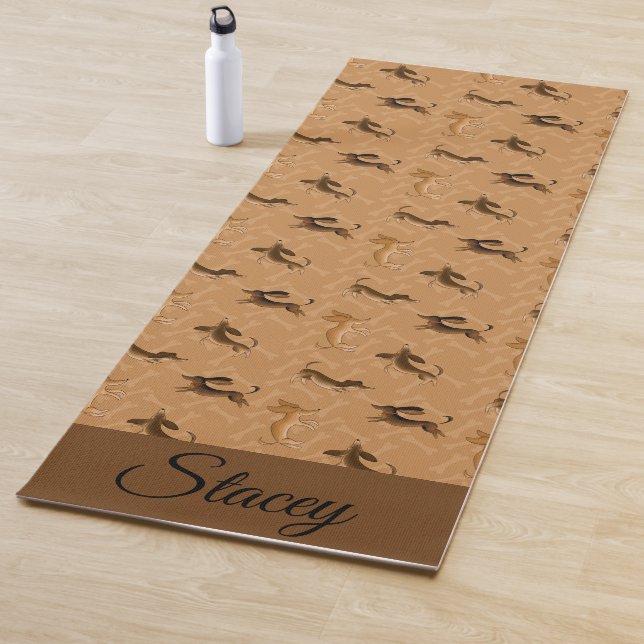 Braune und Tan Dackel Yoga Mat Yogamatte (Beispiel)