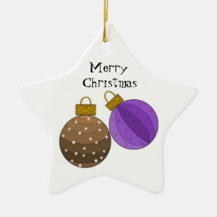 Braune und violette Weihnachtsdekorationen aus Cho Keramikornament