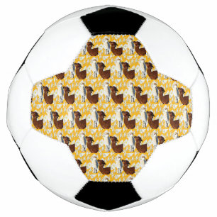 braune und weiße Alpacas mit Kakteen-Blume, Fußball