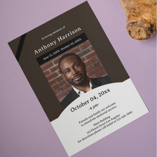 Braune und weiße Beerdigung Einladung (Von Creator hochgeladen)