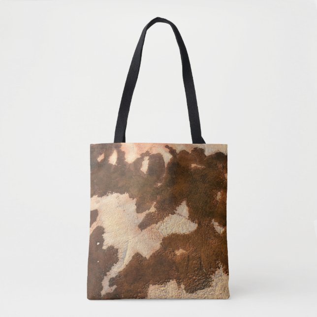 Braune und weiße Blumentextilien Tasche (Vorderseite)