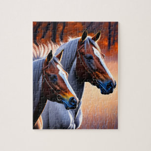 Braune und weiße Brüstpferde, Jigsaw Puzzle