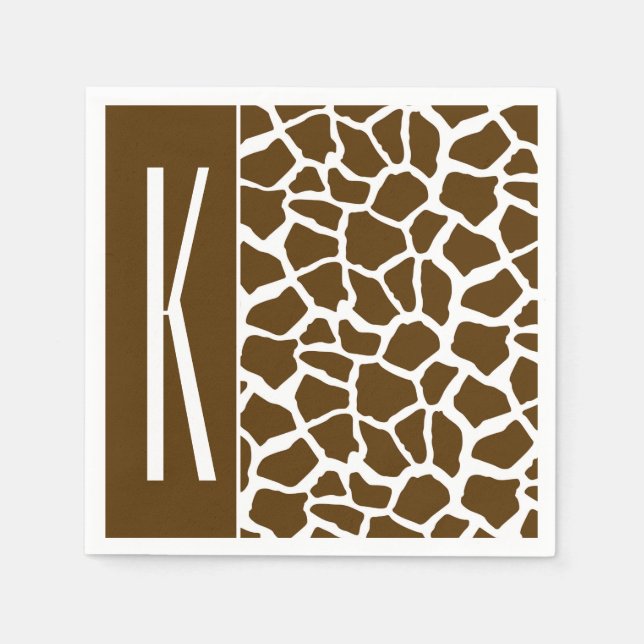 Braune und weiße Giraffe Serviette (Vorderseite)