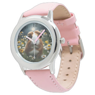 Braune und weiße Guinea Schweinemond und Milchprod Armbanduhr