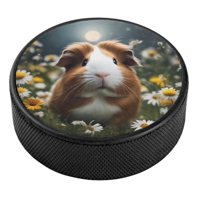 Braune und weiße Guinea Schweinemond und Milchprod Eishockey Puck (3/4)