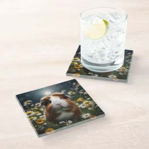 Braune und weiße Guinea Schweinemond und Milchprod Glasuntersetzer
