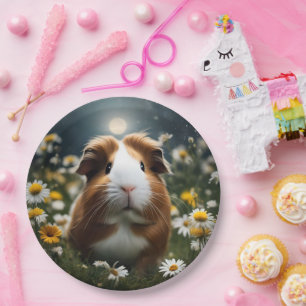 Braune und weiße Guinea Schweinemond und Milchprod Pappteller