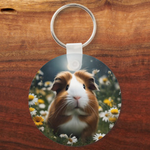 Braune und weiße Guinea Schweinemond und Milchprod Schlüsselanhänger