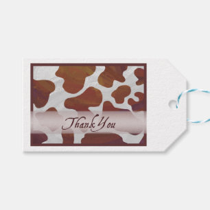 Braune und weiße Kuh Spots Danke Geschenkanhänger
