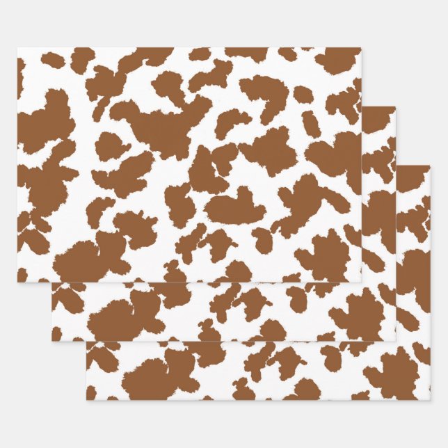 Braune und weiße Kuh verbergen Pelzmuster Geschenkpapier Set (Set)