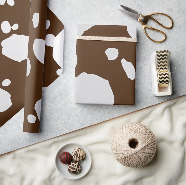 Braune und weiße Kuhstrümpfe, Tierdruck Geschenkpapier (Kunsthandwerk)
