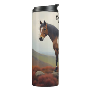 Braune und weiße Shetland Pony Thermosbecher